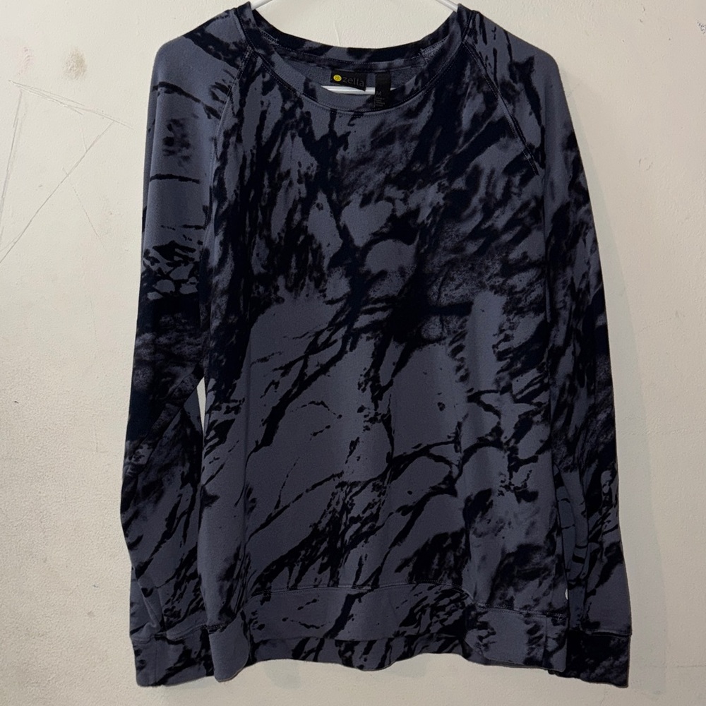 Zella Black Marble Mens Crewneck